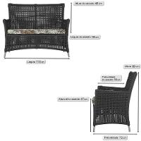 Jogo Sofá E 2 Poltronas E Mesa Igapó Fendi E6 Trama Original Preto - 2