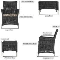 Jogo Sofá E 2 Poltronas E Mesa Igapó Fendi E6 Trama Original Preto - 3