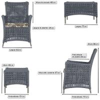 Jogo Sofá E 2 Poltronas E Mesa Igapó Fendi E6 Trama Original Prata - 3