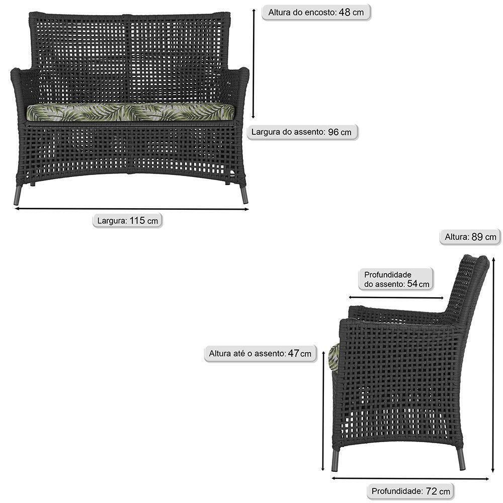 Jogo Sofá E 2 Poltronas E Mesa Igapó Preta E5 Trama Original Preto - 2