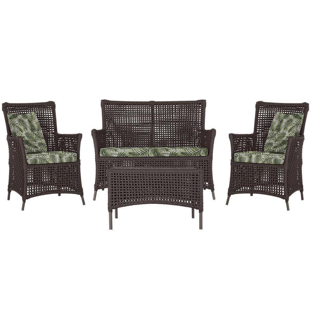 Jogo Sofá 2 Poltronas E Mesa Igapó Marrom E5 Trama Original Marrom - 1