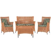 Jogo Sofá 2 Poltronas E Mesa Igapó Marrom E5 Trama Original Terra Cota - 1