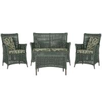 Jogo Sofá 2 Poltronas E Mesa Igapó Marrom E5 Trama Original Verde - 1