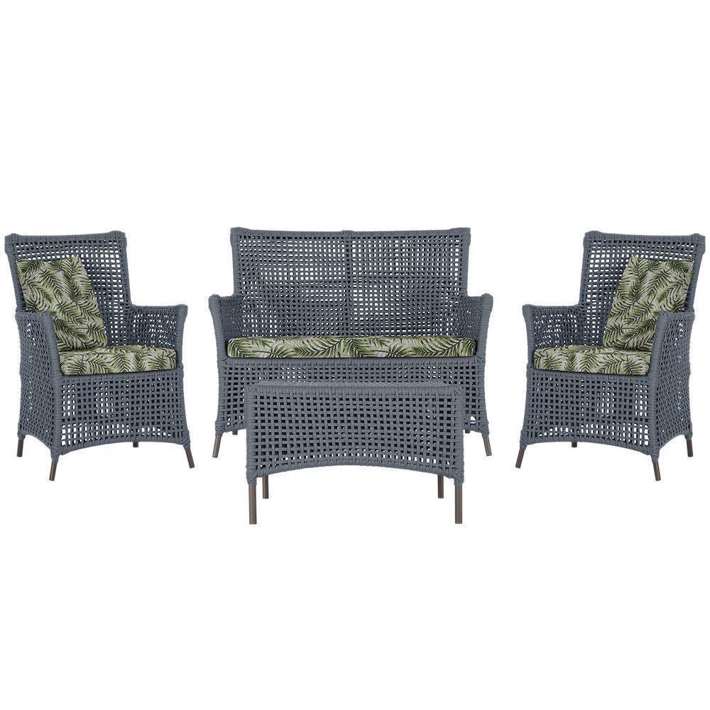 Jogo Sofá 2 Poltronas E Mesa Igapó Marrom E5 Trama Original Prata - 1