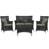 Jogo Sofá 2 Poltronas E Mesa Igapó Marrom E5 Trama Original Preto - 1