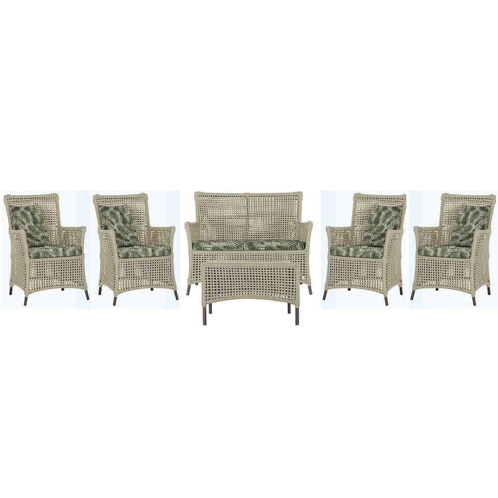 Jogo Sofá 4 Poltronas E Mesa Igapó Marrom E5 Trama Original Rami - 1