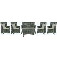 Jogo Sofá 4 Poltronas E Mesa Igapó Marrom E3 Trama Original Verde - 1