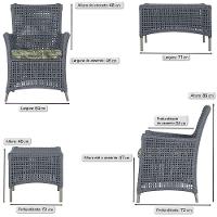 Jogo Sofá 4 Poltronas E Mesa Igapó Fendi E5 Trama Original Prata - 3