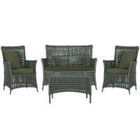 Jogo Sofá 2 Poltronas E Mesa Igapó Preta E13 Trama Original Verde - 1