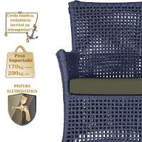 Jogo Sofá 2 Poltronas E Mesa Igapó Preta E13 Trama Original Azul - 5