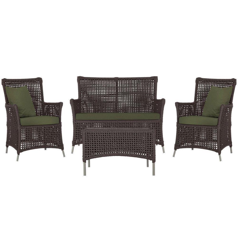 Jogo Sofá 2 Poltronas E Mesa Igapó Fendi E13 Trama Original Marrom - 1