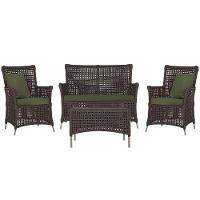 Jogo Sofá 2 Poltronas E Mesa Igapó Fendi E13 Trama Original Marrom - 1