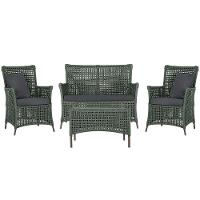 Jogo Sofá 2 Poltronas E Mesa Igapó Marrom E11 Trama Original Verde - 1