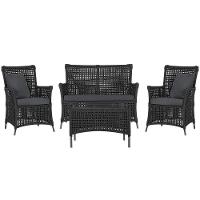 Jogo Sofá 2 Poltronas E Mesa Igapó Marrom E11 Trama Original Preto - 1