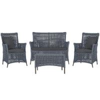 Jogo Sofá 2 Poltronas E Mesa Igapó Marrom E11 Trama Original Prata - 1