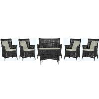 Jogo Sofá 4 Poltronas E Mesa Igapó Marrom E3 Trama Original Preto - 1