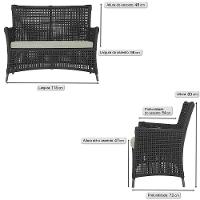 Jogo Sofá 4 Poltronas E Mesa Igapó Marrom E3 Trama Original Preto - 2