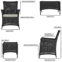 Jogo Sofá 4 Poltronas E Mesa Igapó Marrom E3 Trama Original Preto - 3