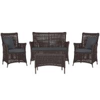 Jogo Sofá 2 Poltronas E Mesa Igapó Marrom E11 Trama Original Marrom - 1