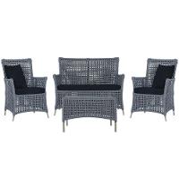 Jogo Sofá 2 Poltronas E Mesa Igapó Fendi E12 Trama Original Prata - 1