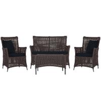 Jogo Sofá 2 Poltronas E Mesa Igapó Preta E12 Trama Original Marrom - 1