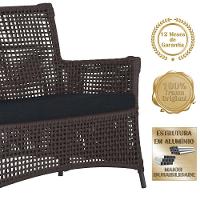 Jogo Sofá 2 Poltronas E Mesa Igapó Preta E12 Trama Original Marrom