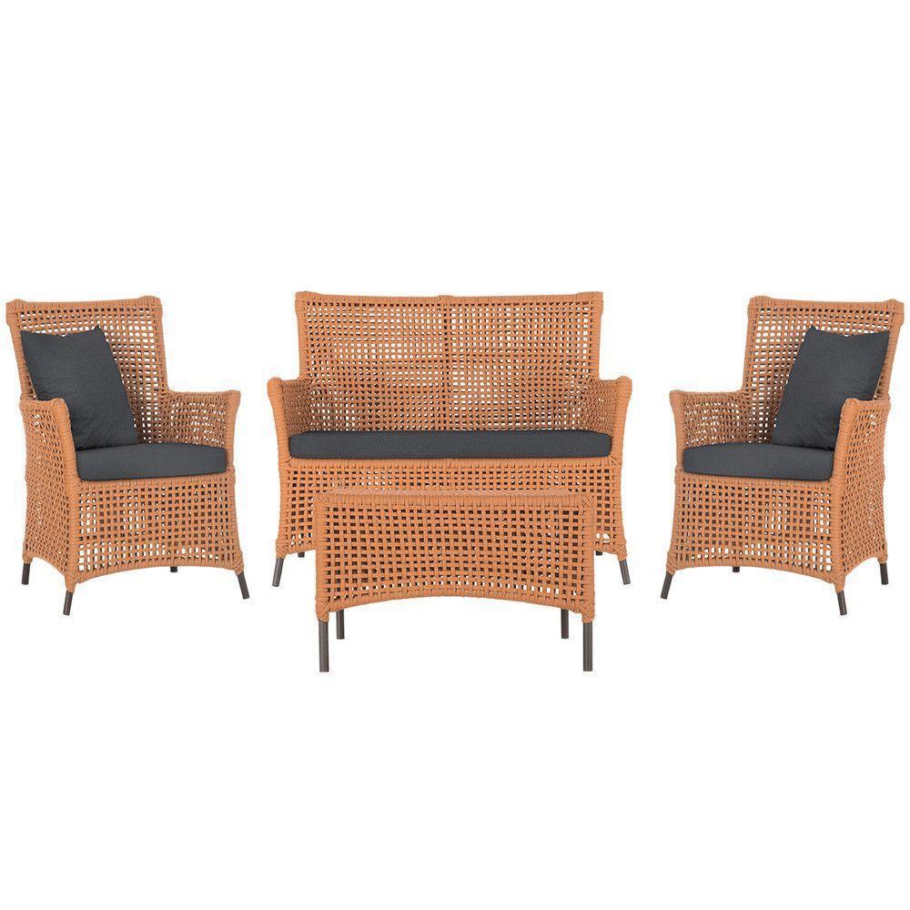 Jogo Sofá 2 Poltronas E Mesa Igapó Marrom E11 Trama Original Terra Cota - 1