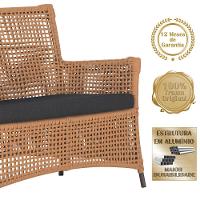 Jogo Sofá 2 Poltronas E Mesa Igapó Marrom E11 Trama Original Terra Cota