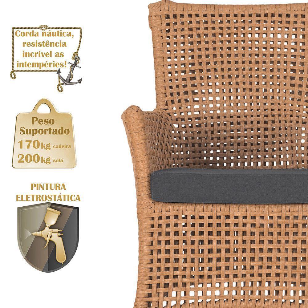 Jogo Sofá 2 Poltronas E Mesa Igapó Fendi E11 Trama Original Terra Cota - 5