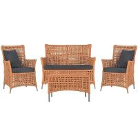 Jogo Sofá 2 Poltronas E Mesa Igapó Fendi E11 Trama Original Terra Cota - 1