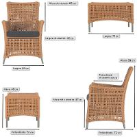 Jogo Sofá 2 Poltronas E Mesa Igapó Fendi E11 Trama Original Terra Cota - 3