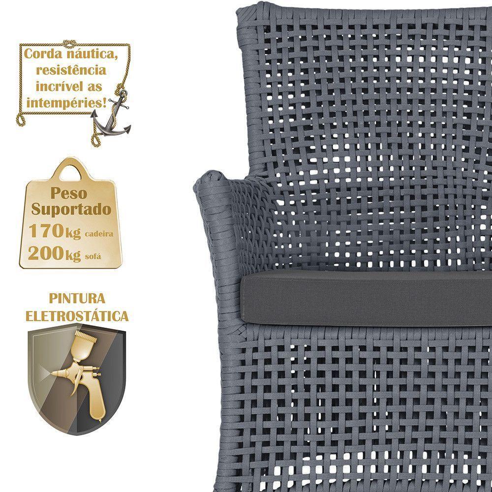 Jogo Sofá 2 Poltronas E Mesa Igapó Fendi E11 Trama Original Prata - 5