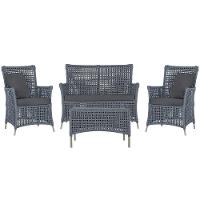 Jogo Sofá 2 Poltronas E Mesa Igapó Fendi E11 Trama Original Prata - 1