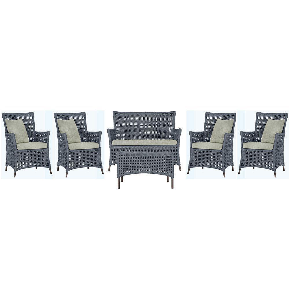 Jogo Sofá 4 Poltronas E Mesa Igapó Marrom E3 Trama Original Prata - 1