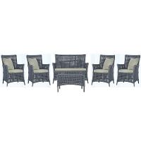 Jogo Sofá 4 Poltronas E Mesa Igapó Marrom E3 Trama Original Prata - 1