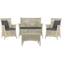 Jogo Sofá 2 Poltronas E Mesa Igapó Fendi E11 Trama Original Rami - 1