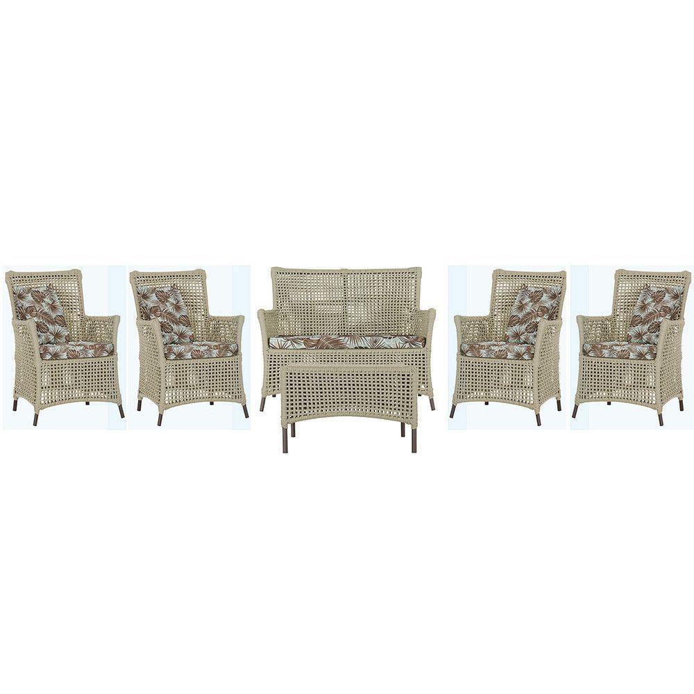 Jogo Sofá 4 Poltronas E Mesa Igapó Marrom E6 Trama Original Rami - 1