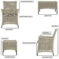 Jogo Sofá 4 Poltronas E Mesa Igapó Marrom E6 Trama Original Rami - 3