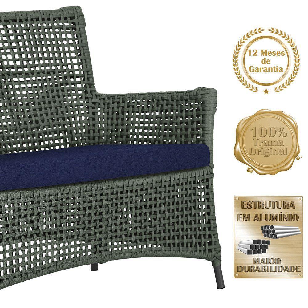 Jogo Sofá 2 Poltronas E Mesa Igapó Preta E10 Trama Original Verde - 4