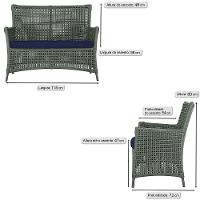 Jogo Sofá 2 Poltronas E Mesa Igapó Preta E10 Trama Original Verde - 2