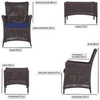 Jogo Sofá 2 Poltronas E Mesa Igapó Preta E10 Trama Original Marrom - 3
