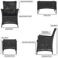 Jogo Sofá 2 Poltronas E Mesa Igapó Preta E12 Trama Original Preto