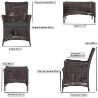 Jogo Sofá 2 Poltronas E Mesa Igapó Preta E11 Trama Original Marrom - 3