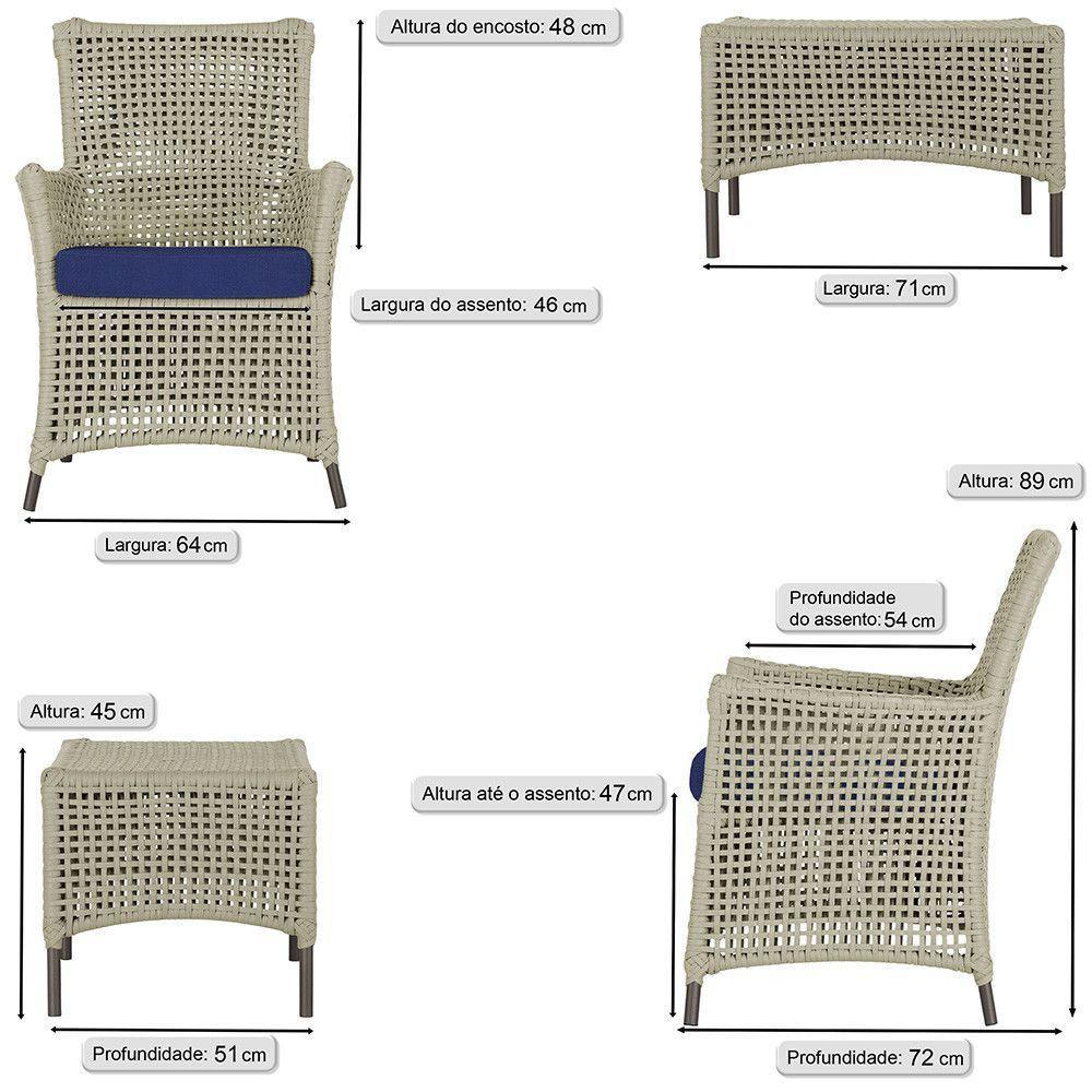 Jogo Sofá 2 Poltronas E Mesa Igapó Marrom E10 Trama Original Rami - 3