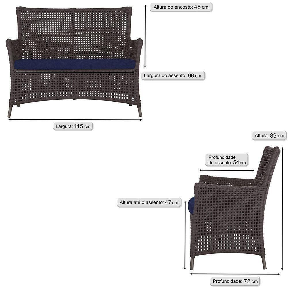 Jogo Sofá 2 Poltronas E Mesa Igapó Marrom E10 Trama Original Marrom - 2