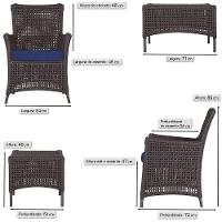 Jogo Sofá 2 Poltronas E Mesa Igapó Marrom E10 Trama Original Marrom - 3