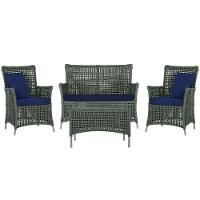 Jogo Sofá 2 Poltronas E Mesa Igapó Fendi E10 Trama Original Verde - 1