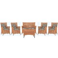 Jogo Sofá 4 Poltronas E Mesa Igapó Preta E6 Trama Original Terra Cota - 1