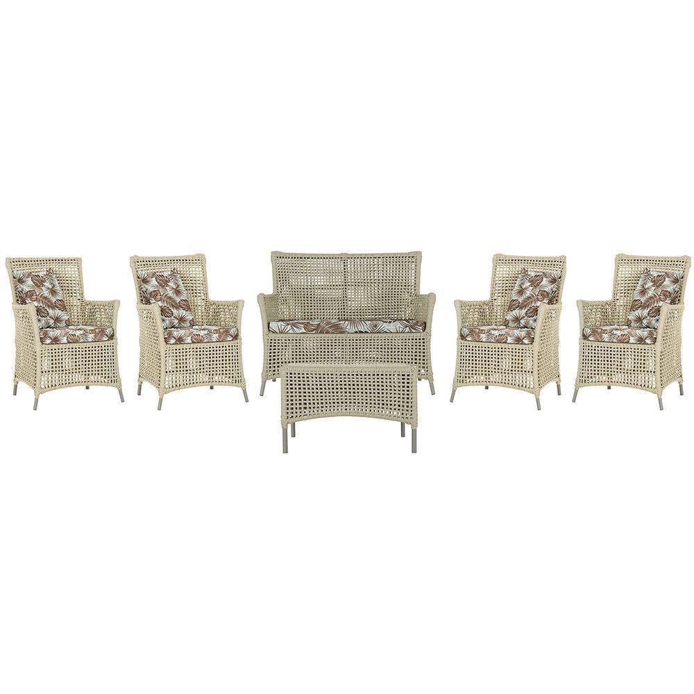 Jogo Sofá 4 Poltronas E Mesa Igapó Fendi E6 Trama Original Rami - 1