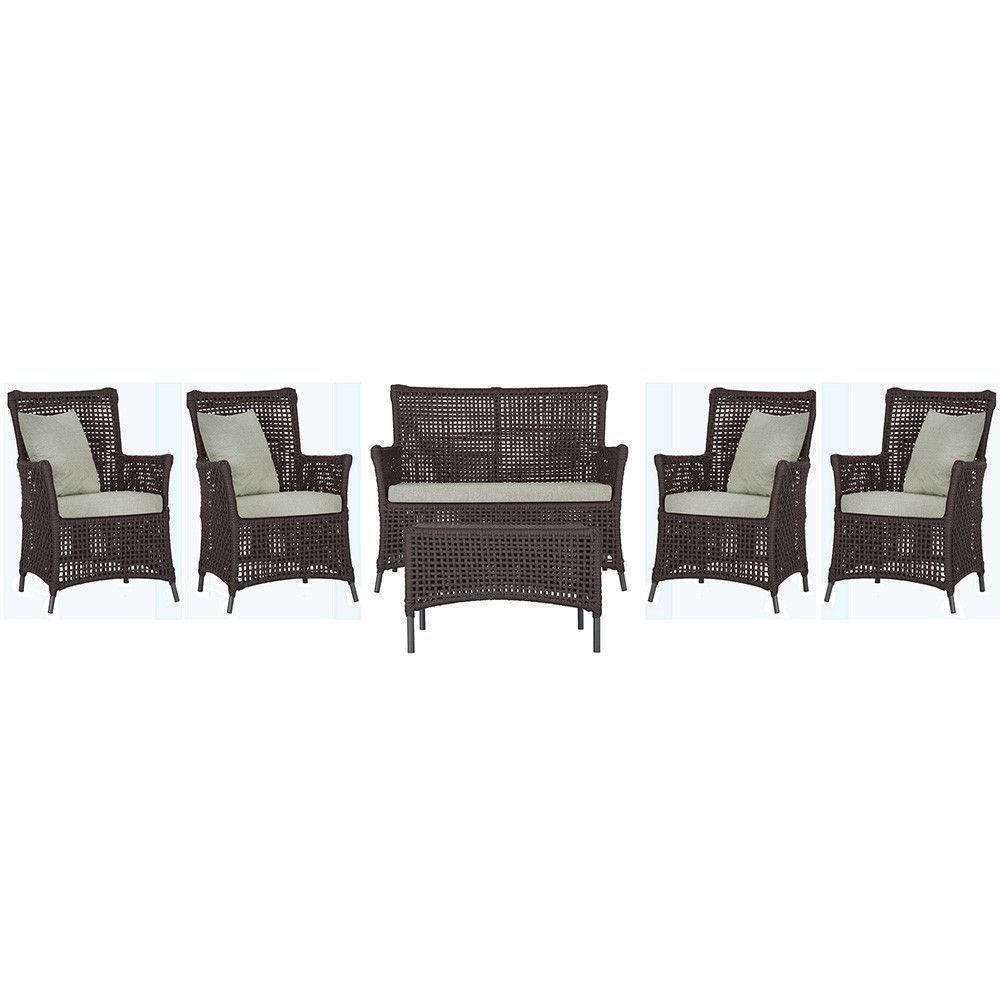 Jogo Sofá 4 Poltronas E Mesa Igapó Preta E3 Trama Original Marrom - 1